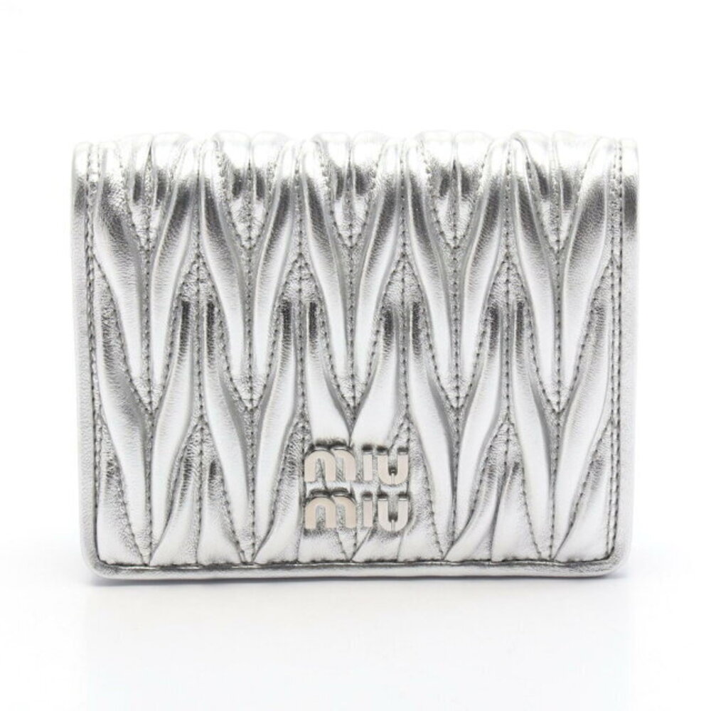 Miu Miu MATELASSE Bi fold Wallet Leather Silver